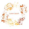 Autumn print leaves background, Lorem Ipsum. Orange yellow oak, mulberry, hazelnut vein leaves on white Royalty Free Stock Photo